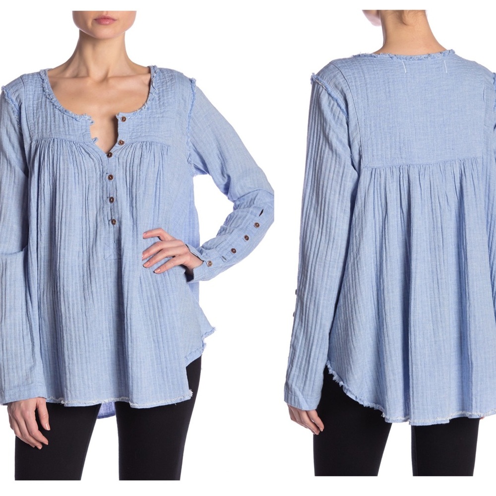NWT Free People Sand Dune Henley (light blue) size small
